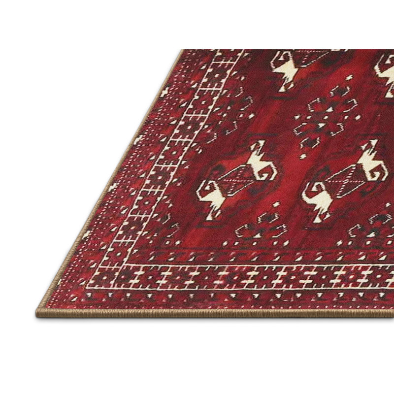 Tapis rouge/brun/beige traditionnel, Rectangle 2 pi x 3 pi