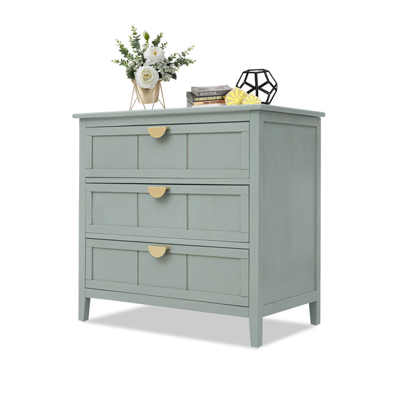 Commode 3 tiroirs Junious, Vert clair
