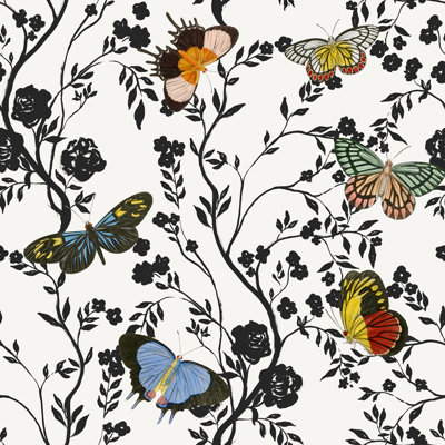 Blooming Butterflies 33' L x 20.5" W  Wallpaper Roll