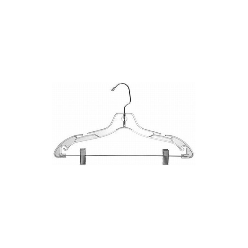 Cintre en plastique noir avec pinces pour jupe / pantalons, Transparent