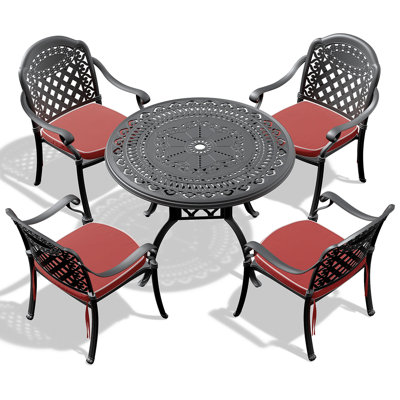 Ensemble de meubles de patio en aluminium coulé de qualité supérieure avec coussins confortables pour le plaisir en plein air