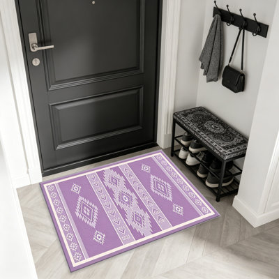 Tapis lilas vertical minimaliste du sud-ouest - facile à nettoyer, lavable à la machine, doux et confortable; convient aux tapis de porte, aux cuisines, aux salons, aux chambres à coucher, aux couloirs et aux buanderies. Tapis facile à nettoyer et durable pour la décoration intérieure.