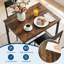 Ensemble de table de salle à manger 3 pièces industriel, table rectangulaire rustique en grain de bois rétro avec 2 chaises rembourrées en polyuréthane noir, mobilier de coin-repas en métal compact pour petit appartement