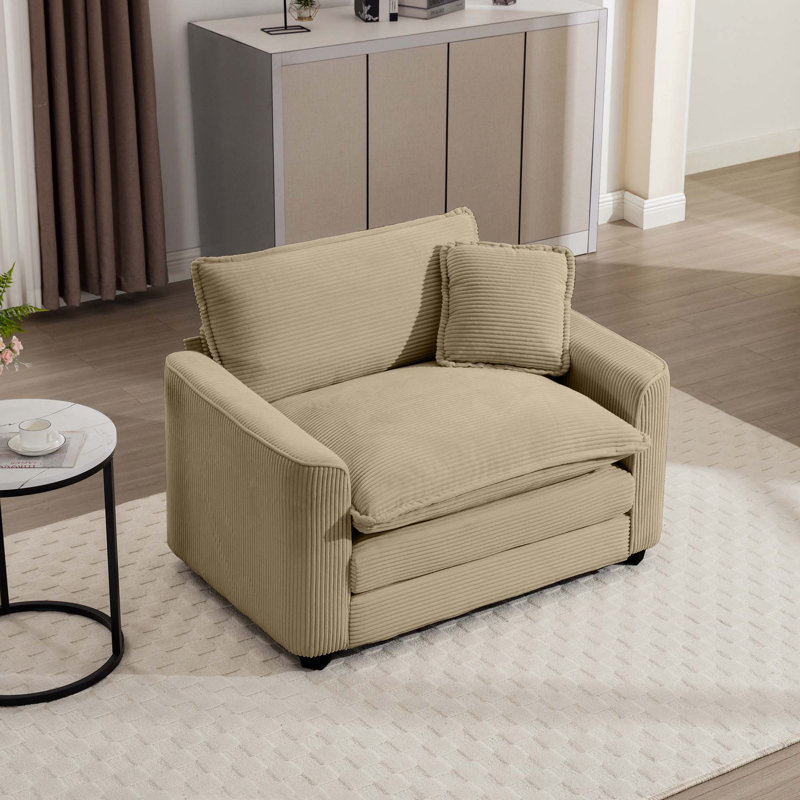 Fauteuil d'appoint simple en velours côtelé, Tanné
