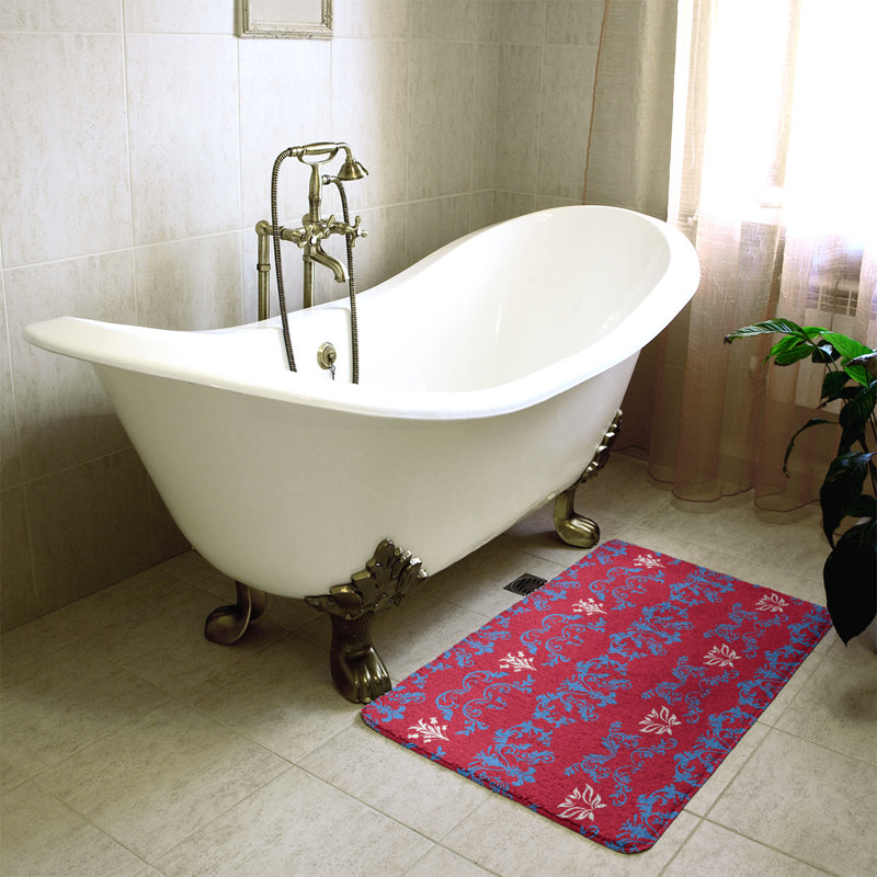 Tapis pour salle de bain Houston, l 21 po x L 34 po, Bleu clair / rouge / blanc