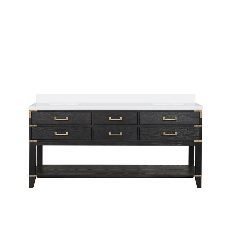 Double Bath Vanity with Quartz Top, Black