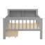 Lit simple avec support de tête de lit, deux tiroirs sous le lit, garde-corps à trois côtés pour plus de sécurité, gris-10941786