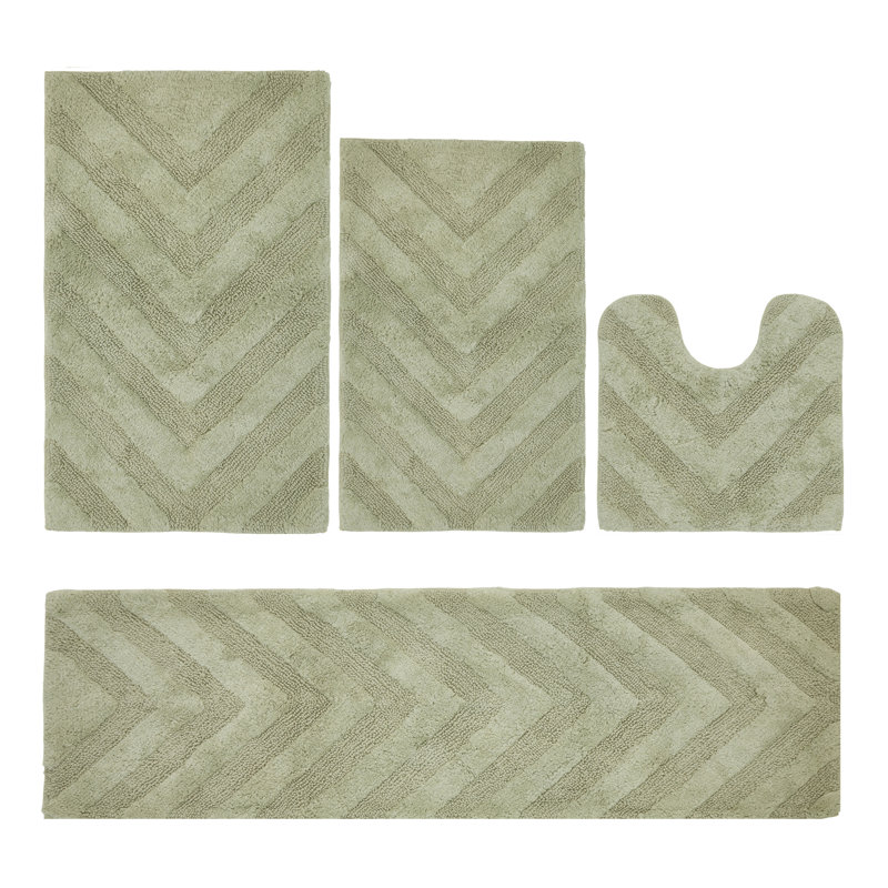 Hugo Premium 100% Cotton 1990 GSM 4-Piece Tufted Bath Rug Set with Non-Slip Spray Latex Backing, OEKO-TEX® Certified, Super Absorbent & Machine Washable, Sage