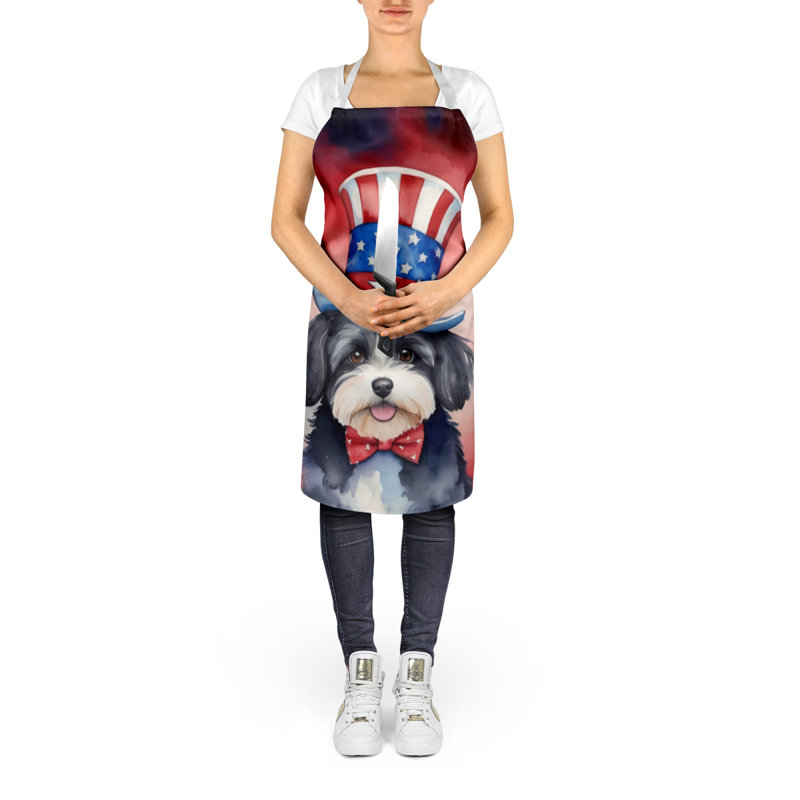 Patriotic American Apron, Black Havanese