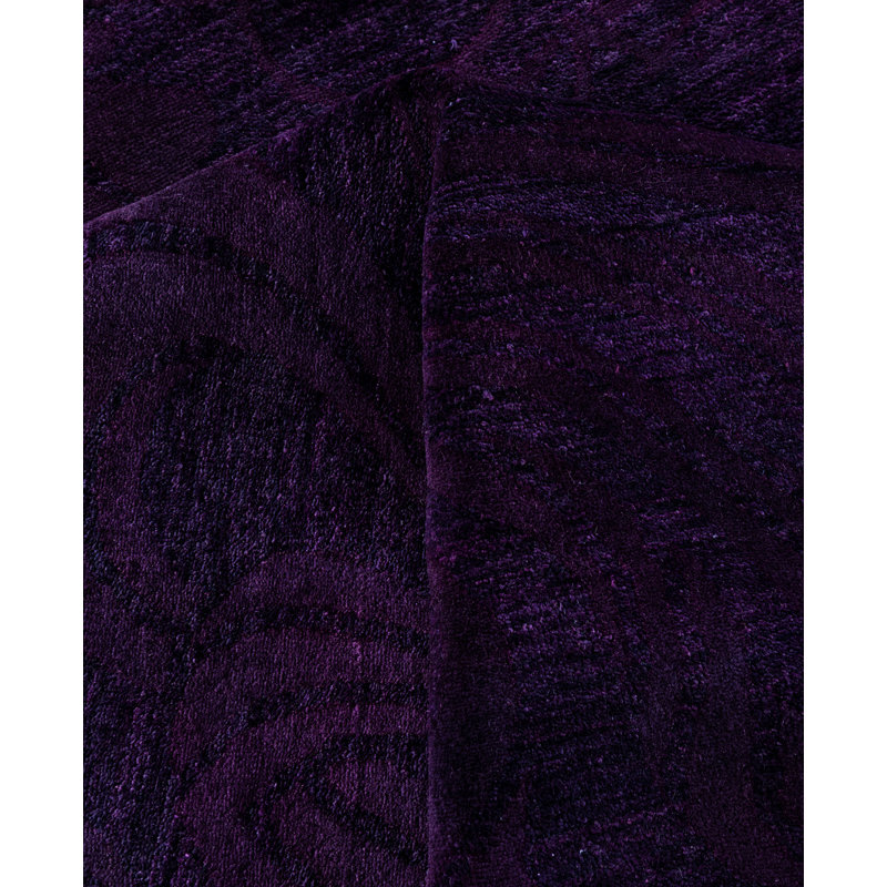Tapis mauve en laine noué à la main de style moderne et contemporain 8 pi 10 po x 11 pi 8 po Caceres