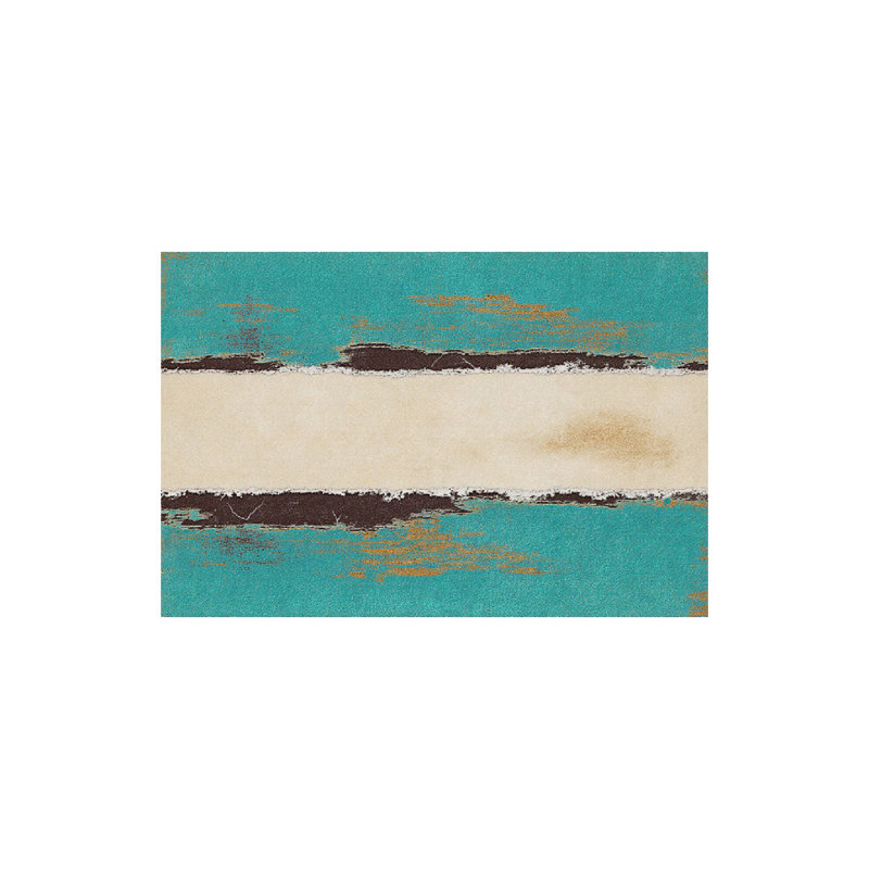 Paillasson bleu sarcelle et beige à rayures, 24 x 36, pour porte d'entrée