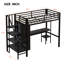 Lit mezzanine en métal avec garde-robe, bureau et étagère de rangement ouverte-278411670