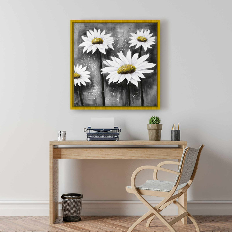 «White Rustic Daisies at Sun», toile encadrée | Décoration intérieure