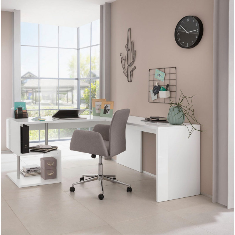 Cadogan L-Shaped Executive Desk, White