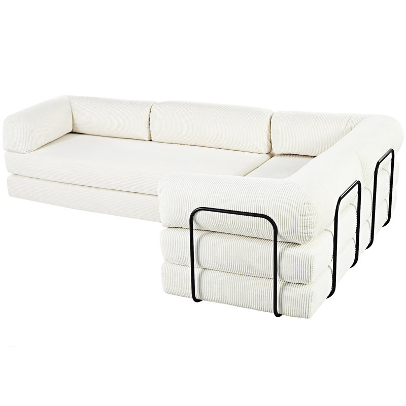 L-Shaped Modular Sofa Bed, Beige