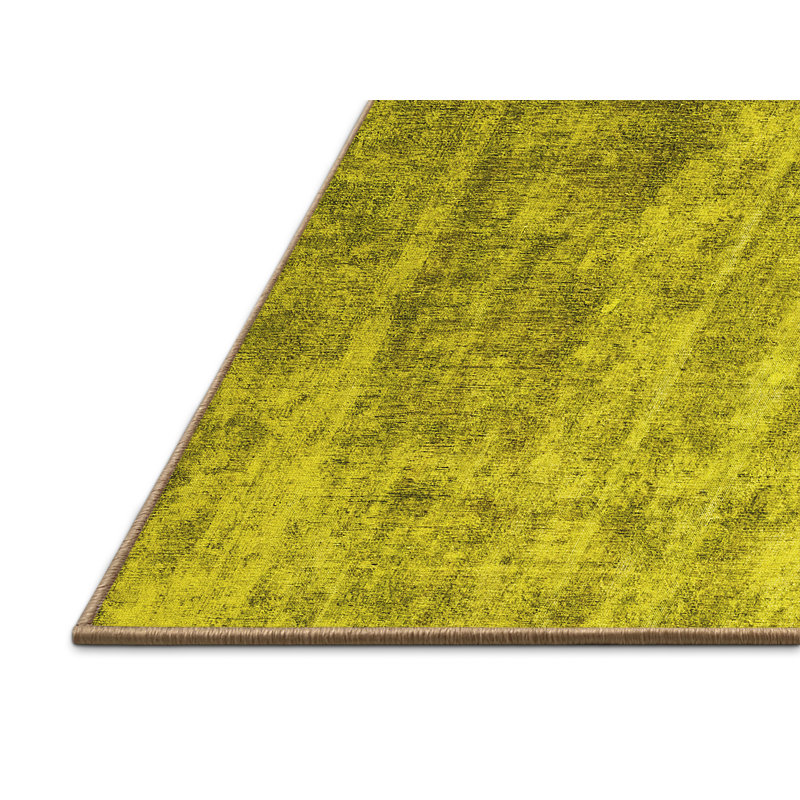 Tapis vert clair / gris en laine et polyester tissé à la machine 2 pi x 4 pi Garrelt