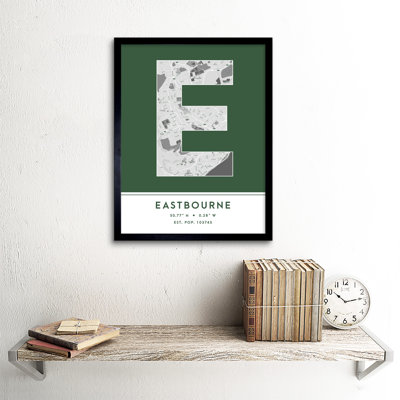 Eastbourne City Map Eastbourne Green - Single Picture Frame Typography