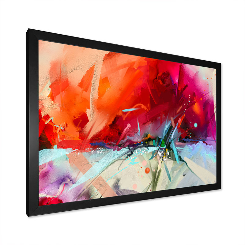 «Paint At Ocean At Sunrise Waves Impression», reproduction sur toile flottante, H 12 po x l 20 po x P 1 po, Cadre noir