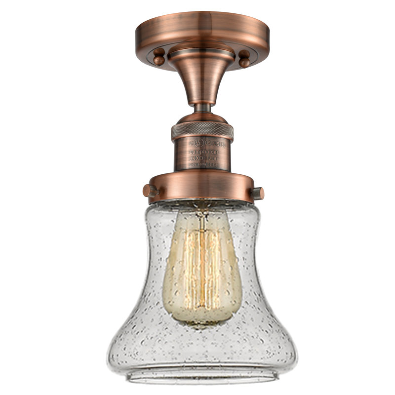 Plafonnier semi-encastré à 1 lumière Edda, Ampoule DEL 6 watts Vinage, Grainé, Cuivre antique