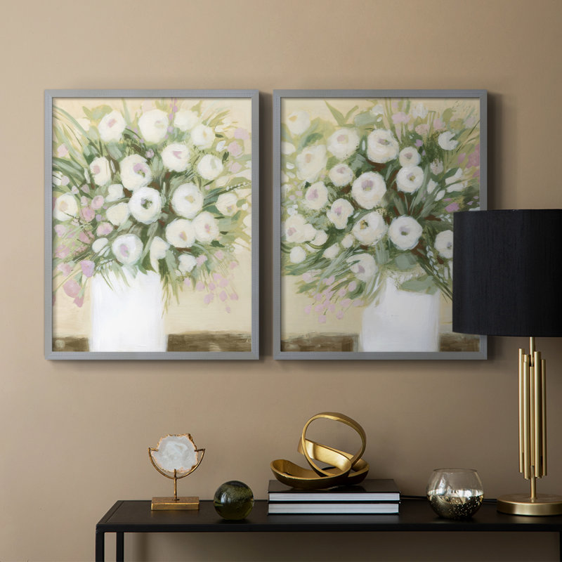 «Soft Sun Bouquet I», reproduction encadrée de qualité supérieure - prête à être accrochée - aucun clou requis - aucun clou requis