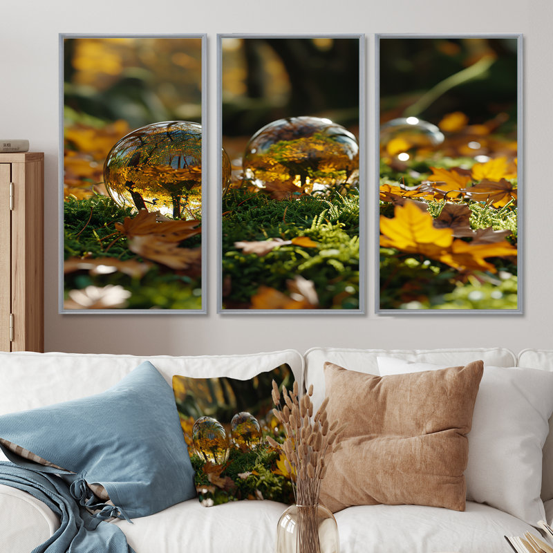Dimatteo - Ensemble d'art mural paysage abstrait, H 40 po x l 60 po x P 1 po, Encadrement argenté