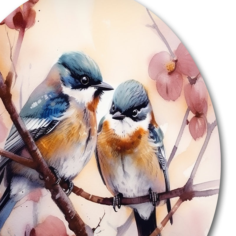 Gofran deux oiseaux bleus sur un arbre à fleurs I, H 36 po x l 36 po x P 1 po