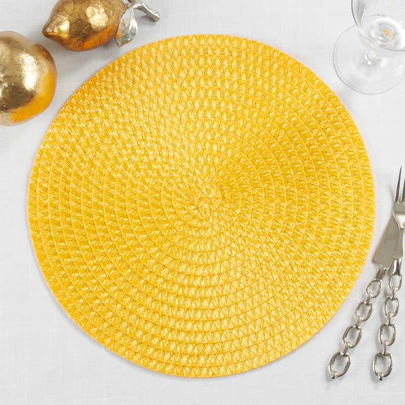 Yellow Woven Round Fall Thanksgiving Placemats Set of 4