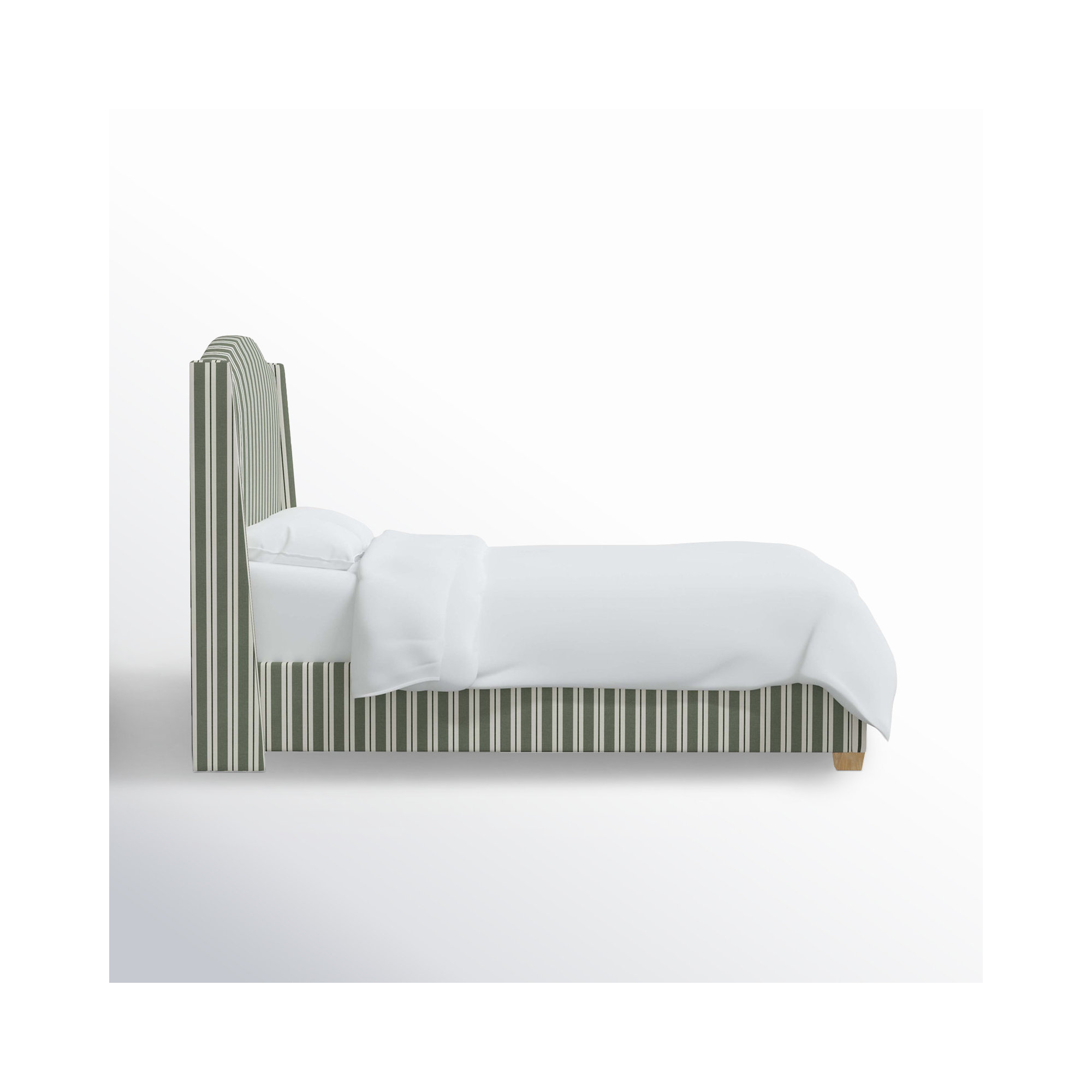 Allis Upholstered Wingback Bed, Anderson Stripe Green, Full