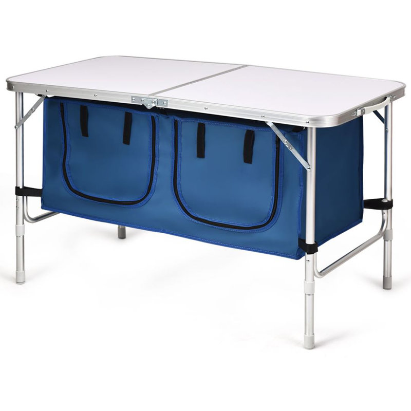 Aurika Rectangular Outdoor Camping Table - 120 cm W, Blue