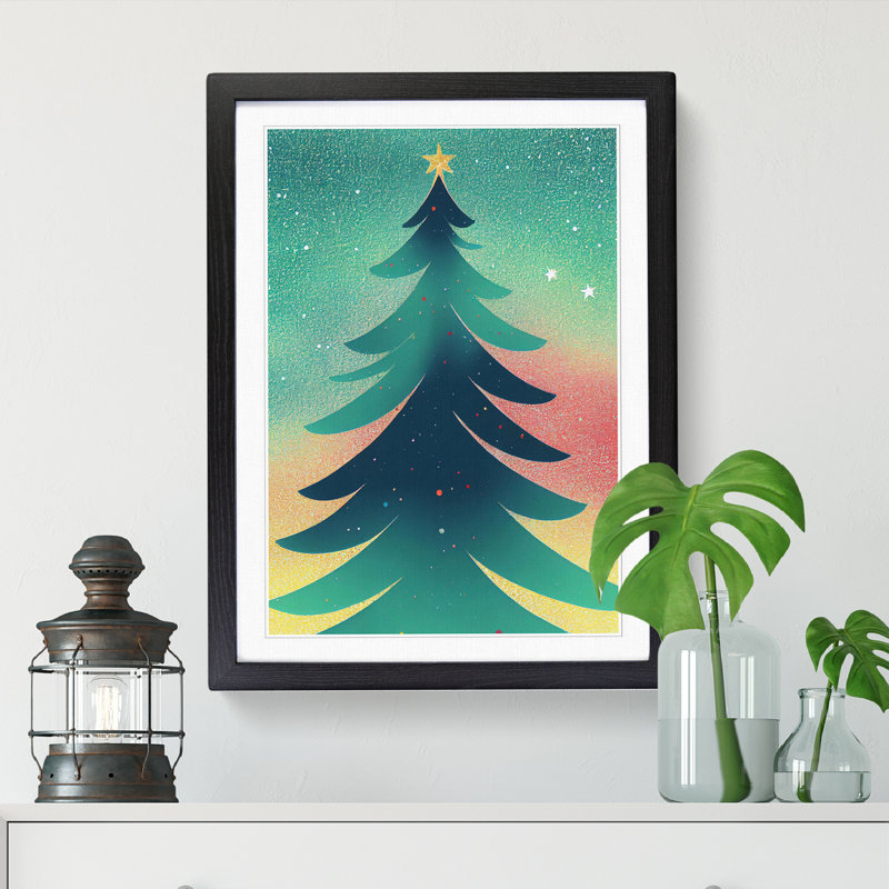 Christmas Tree Splash - Single Picture Frame Print, Black Framed, 34cm H x 25cm W x 2cm D