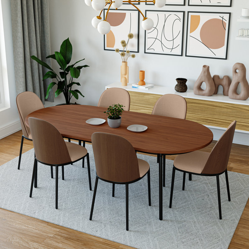 Larenzo 18.7'' H Upholstered Metal Side Chair, Walnut/Brown