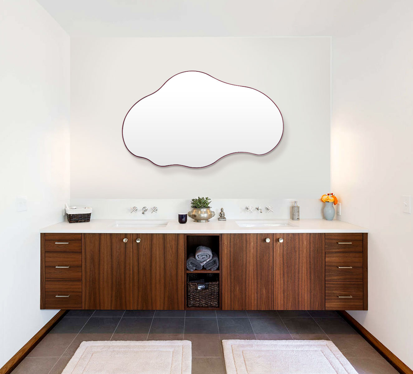Orren Ellis Asymmetrical Mirror, Decorative Irregular Mirror, Frameless  Cloud Mirror & Reviews