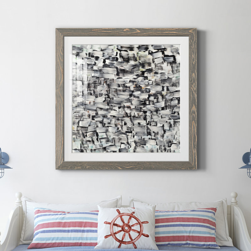 Noir et blanc et partout - peinture encadrée, H 27,5 po x l 27,5 po x P 1,5 po, Papier gris