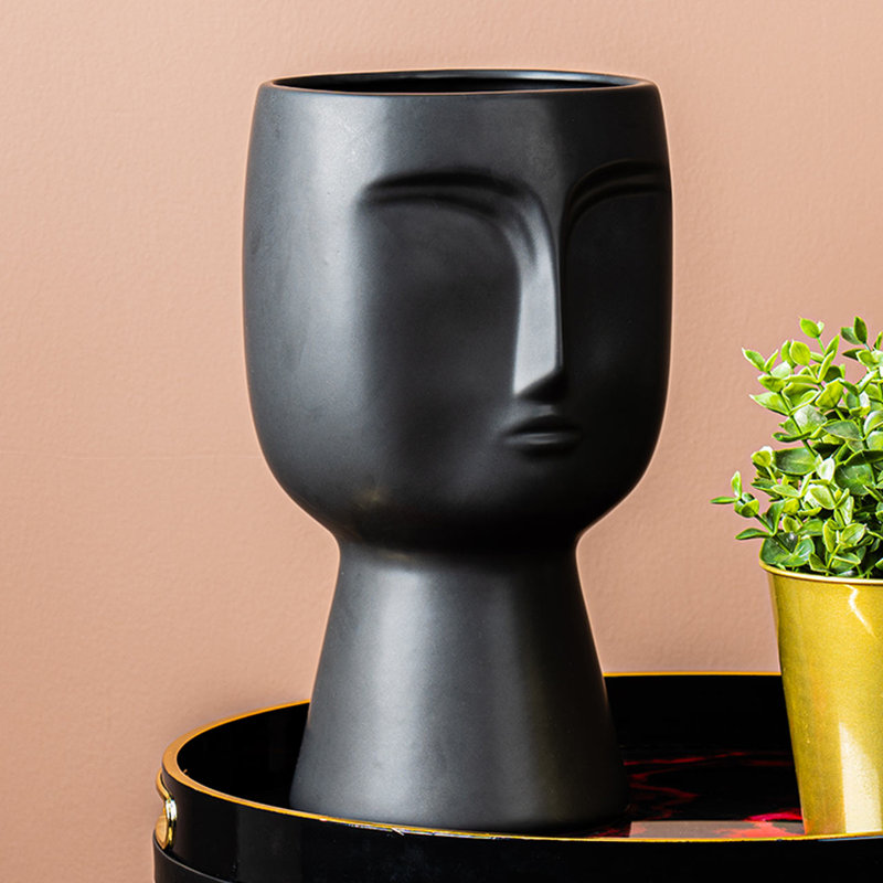 Classy Ceramic Vase for the Living Room, Face Design Vase Decor, 32.8cm H x 17.8cm W x 18.5cm D