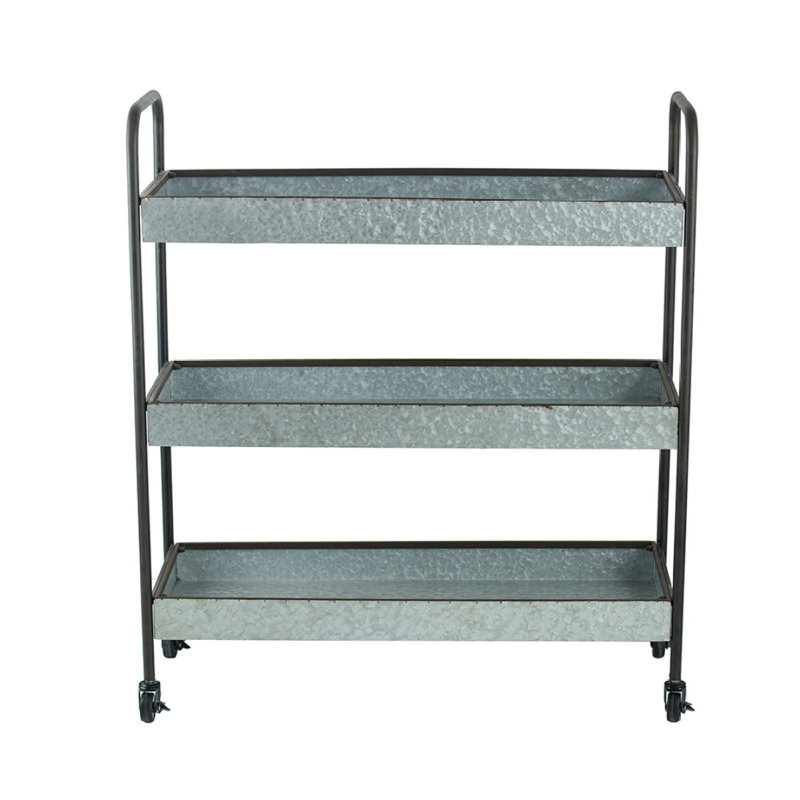 35X12.5X40" Homestead Galvanized Shelf Display 3-Tier