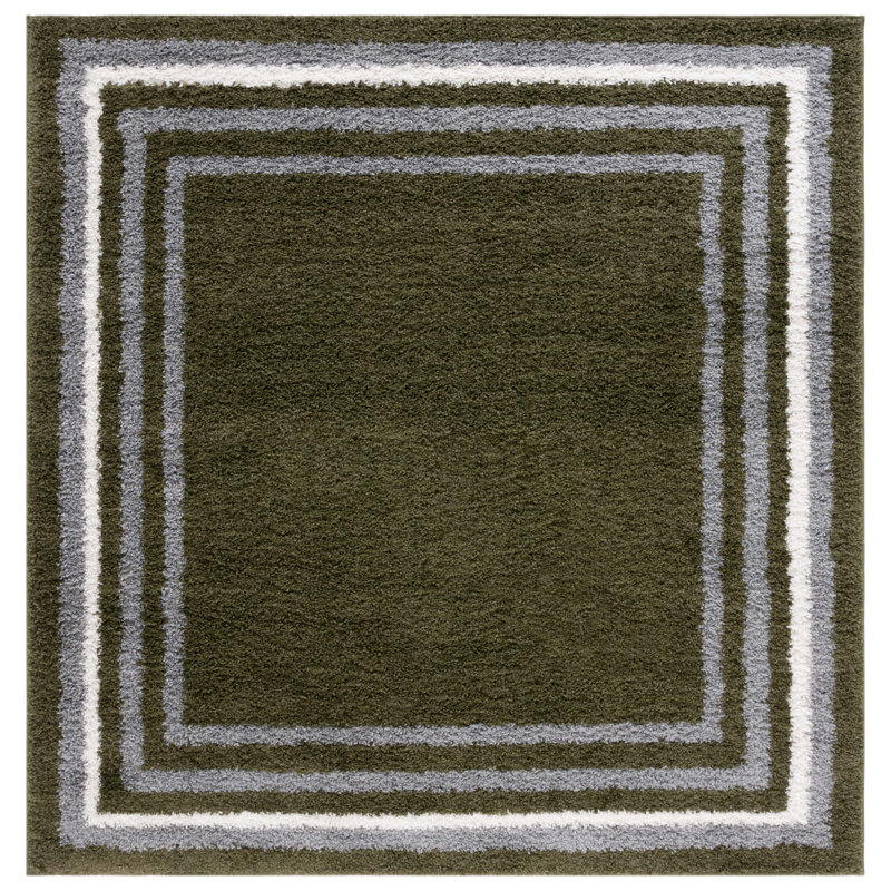 Kanina Border & Stripe Shag 200 Performance Striped Rug, Square 6'7"
