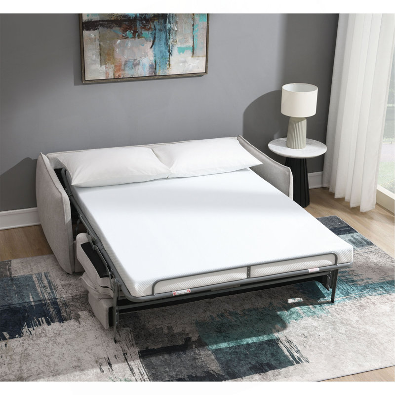 Jinn Beige Chenille Sofa W/Sleeper