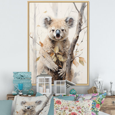 «Cuddly Koala Climbing II», reproduction d'art sur toile encadrée