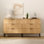 Commode 3 tiroirs cannelés avec pieds en métal (ensemble de 2)