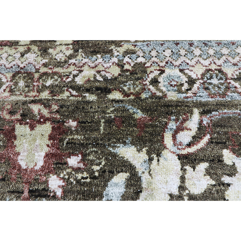 Oriental Area Rug in Dark Green/Ivory, Rectangle 8' x 10'