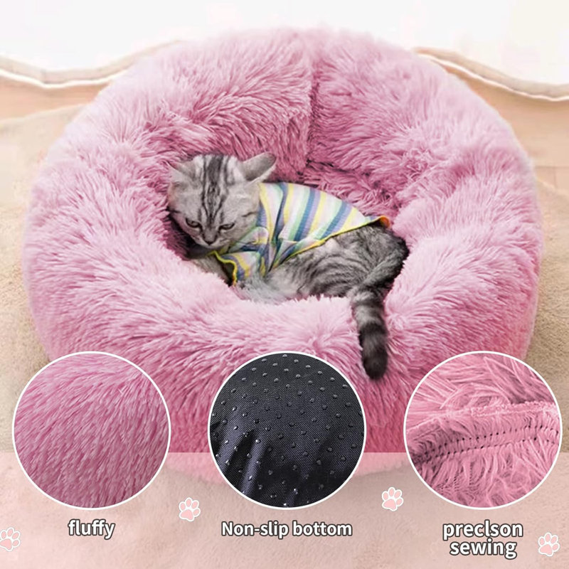 Lit pour chien, lit pour chien, lit pour chien de taille moyenne, lit pour chat pour chat d'intérieur, lit pour chien de petite et moyenne taille, lit pour chien de 23,6 pouces (rose)