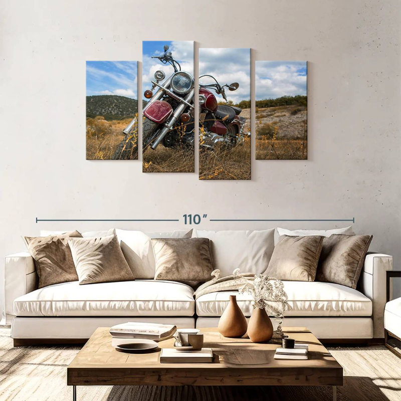 Mehar Parked Classic Motorcycle, 48" H x 75" W