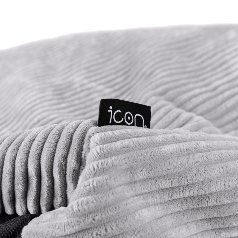 Icon Adult Corduroy Refillable Bean Bag Sofa, Grey