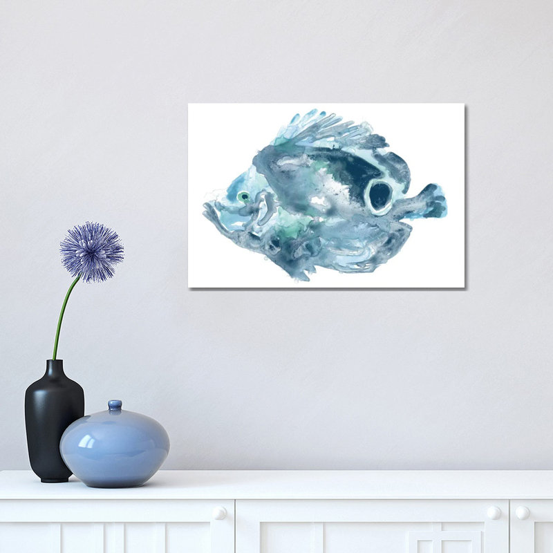 Blue Ocean Fish IV 1 Piece Wrapped Canvas Painting, 30.48 cm H x 45.72 cm W