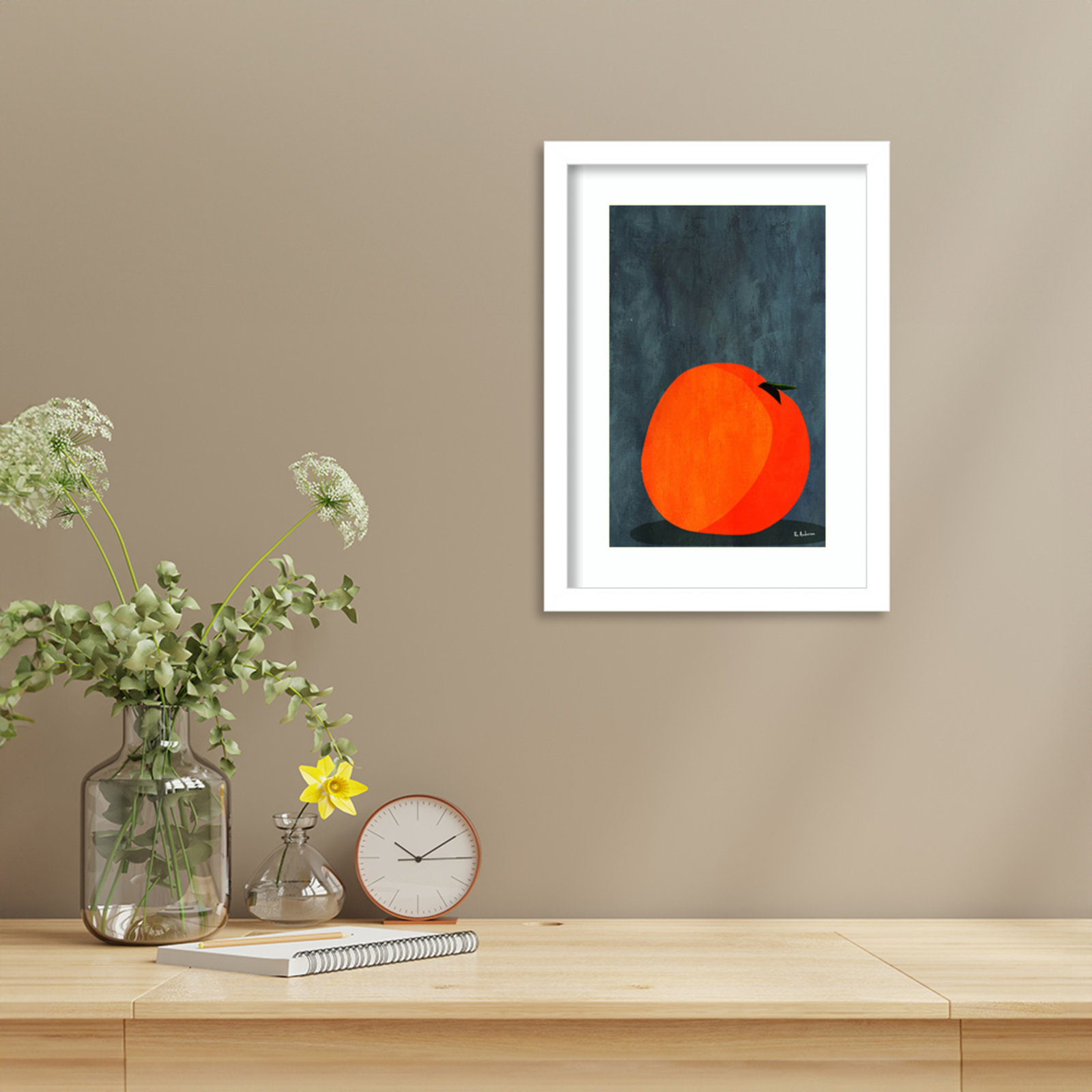 Calmly Sleeping Apple Print, White, 15" H x 11" W