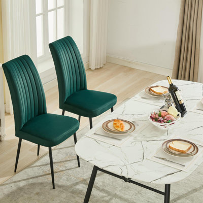 Ensemble de 2 chaises de salle à manger réglables en velours vert
