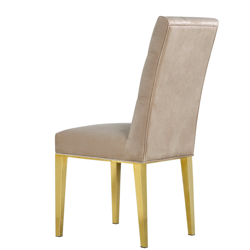 Chaise parsons rembourrée Wilham, Velours beige