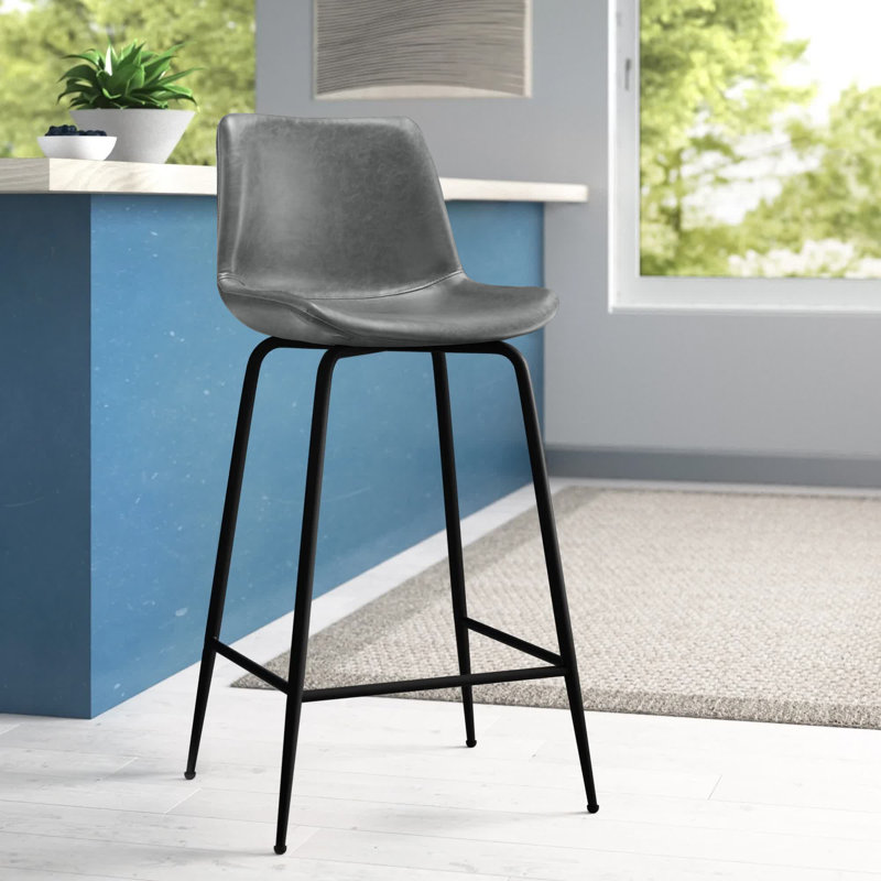 Byron Barstool, Gray, Bar Stool (30.7” Seat Height)