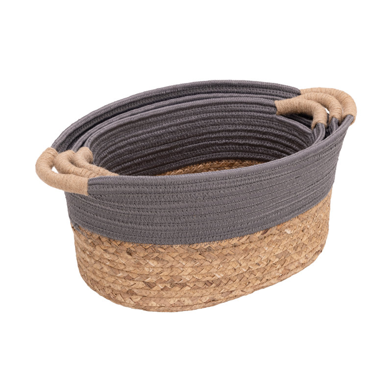 Ensemble de paniers 3 pièces tissés à la main, Gris