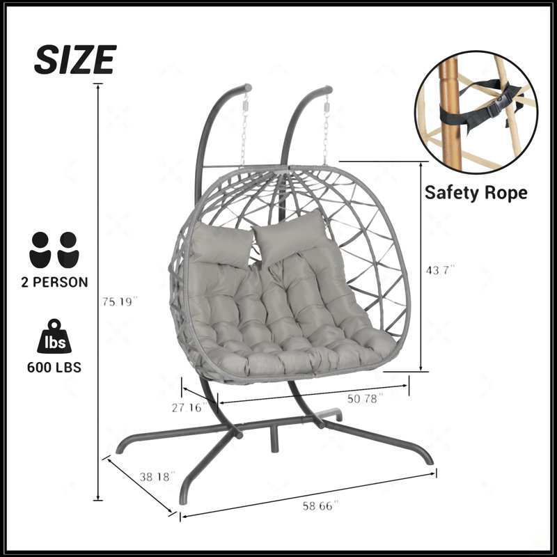 Fauteuil double avec support, Gris foncé, Gris